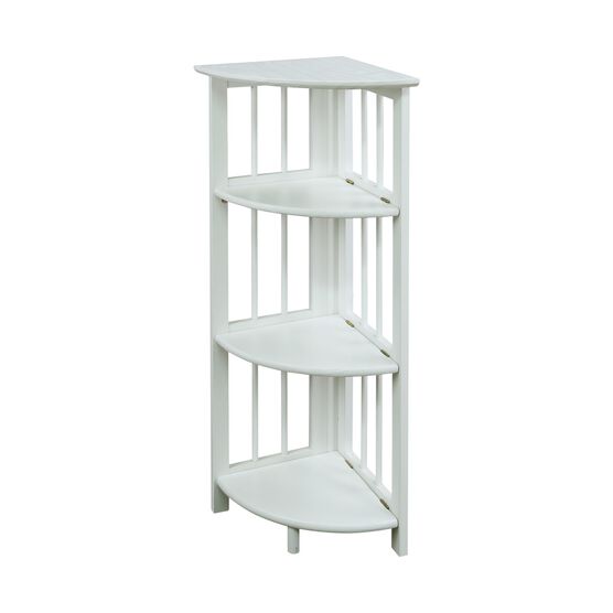 4-Shelf Corner Folding Bookcase-White, , alternate image number null