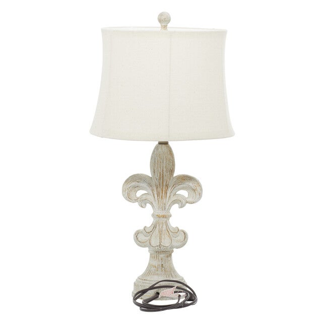 Set Of 2 White Polystone French Country Table Lamp, , on-hover image number null