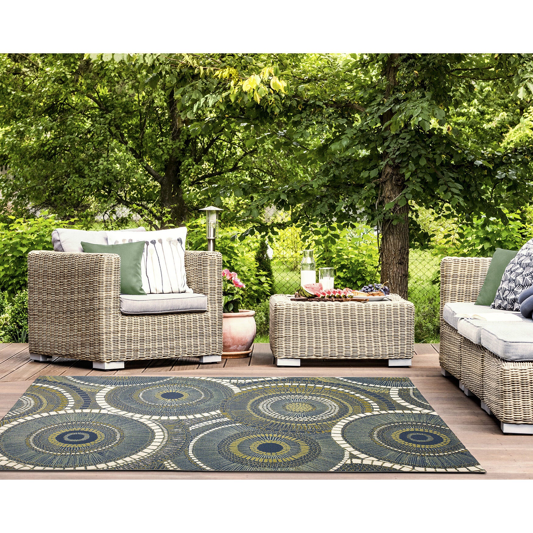 Liora Manne Marina Circles Indoor/Outdoor Area Rug Azure 6 feet 6 inches x 9 feet 4 inches, , alternate image number 10