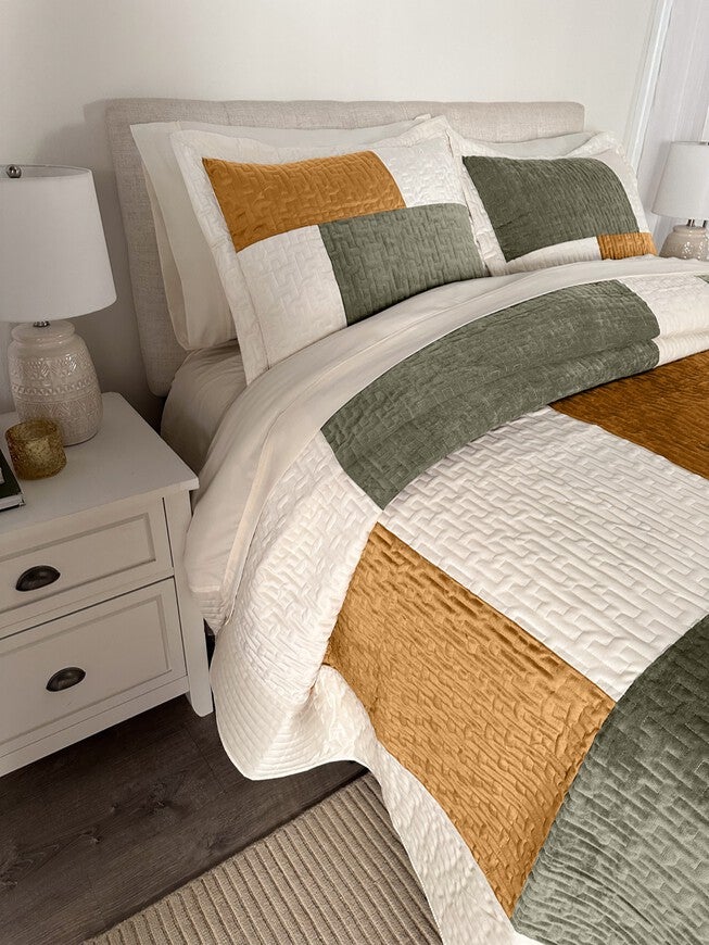 Modern Velvet Patchwork Bedspread, , on-hover image number null