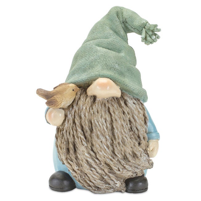 Stone Garden Gnome Figurine With Bird And Lantern Accent (Set Of 4), , on-hover image number null