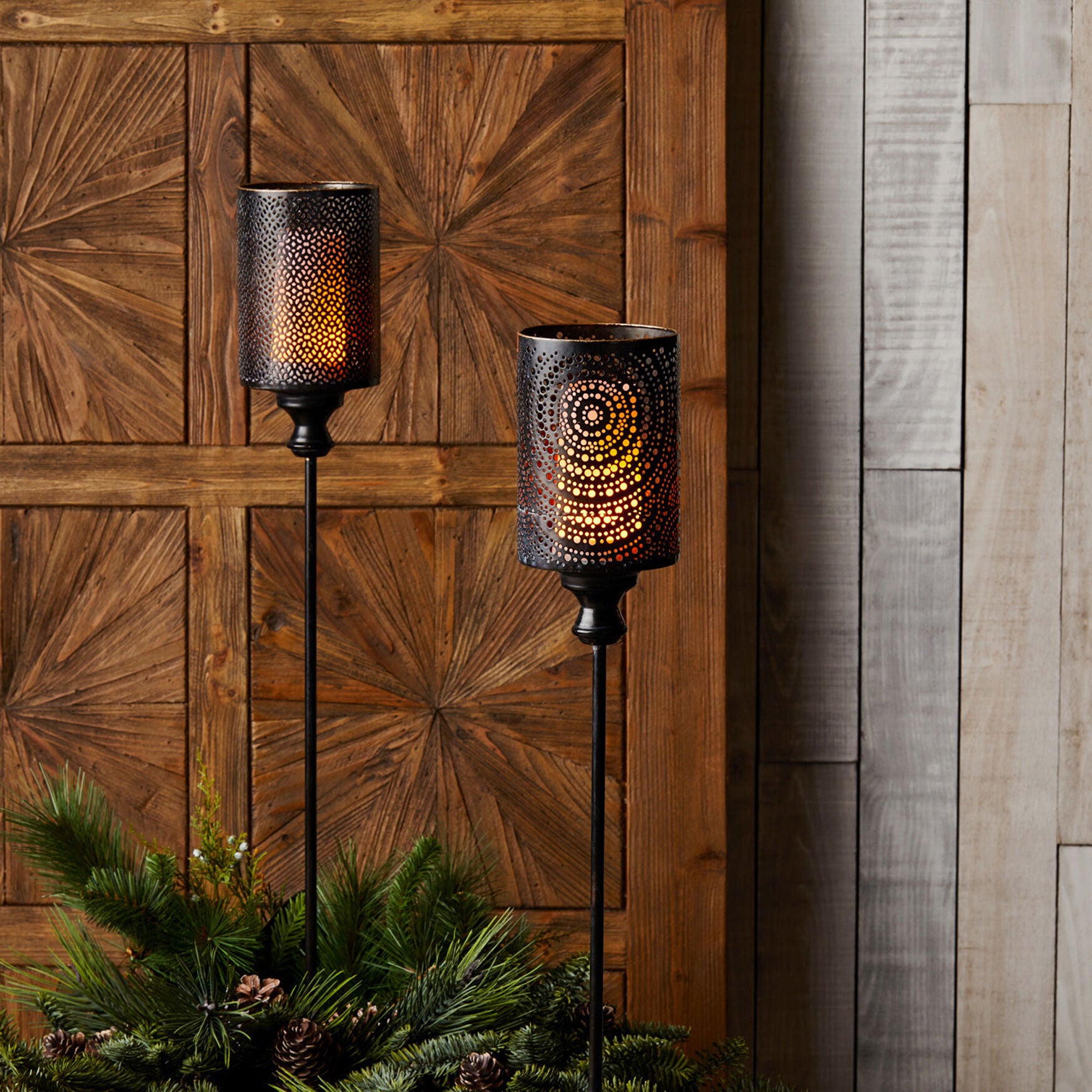 Punched Metal Candle Holder Garden Stake (Set Of 4), , alternate image number 3