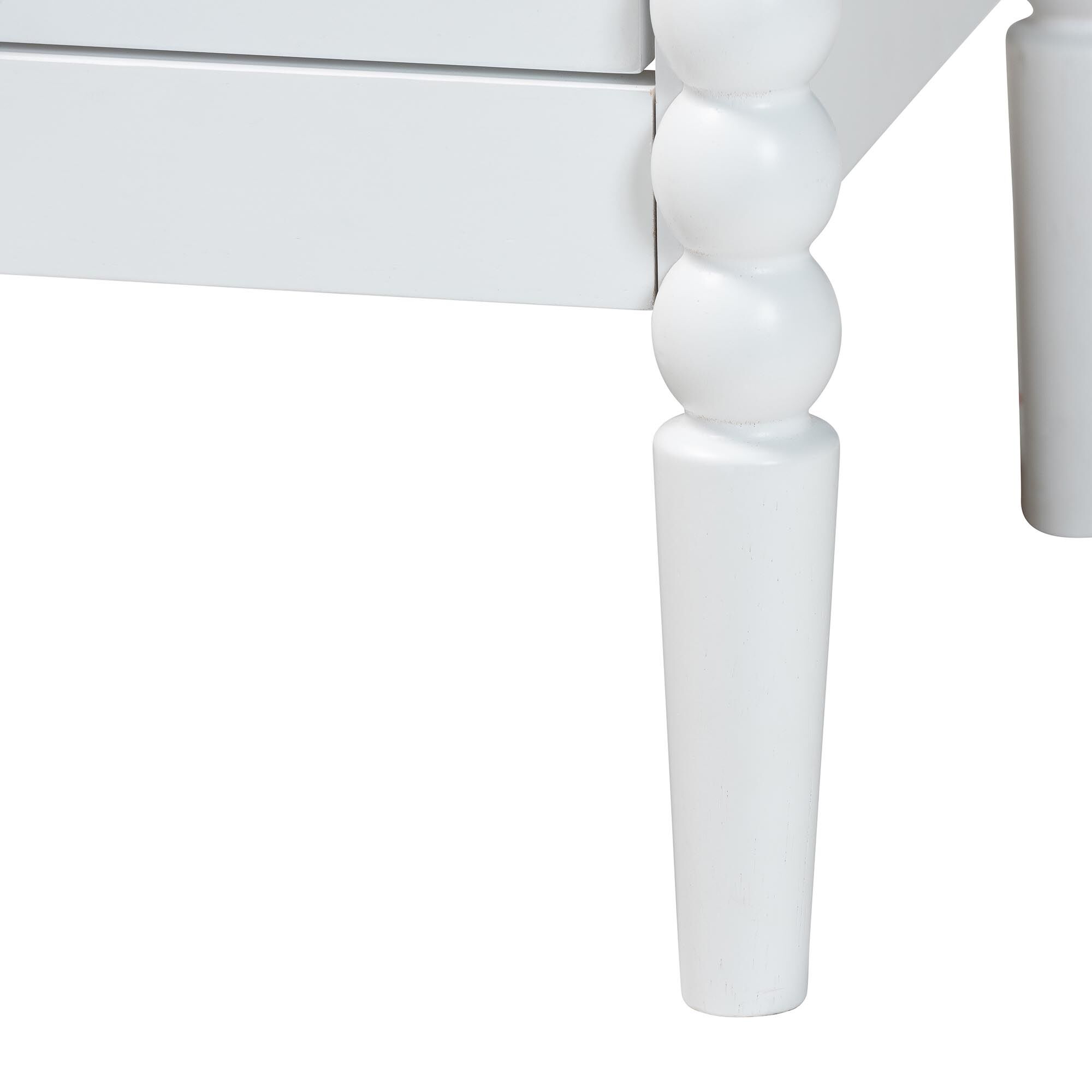 Lucera Mid-Century White 2-Drawer Bobbin Nightstand, WHITE, alternate image number 6