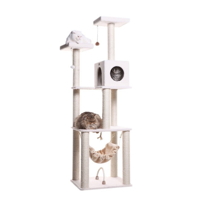 Classic 73 inches Real Wood Cat Tree Four Levels With Swing, Hammock, Condo, Perch, , on-hover image number 1