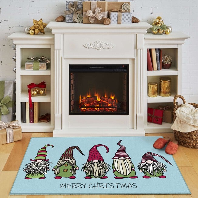 Christmas Gnomes Light Blue Kitchen Rug, , alternate image number 5