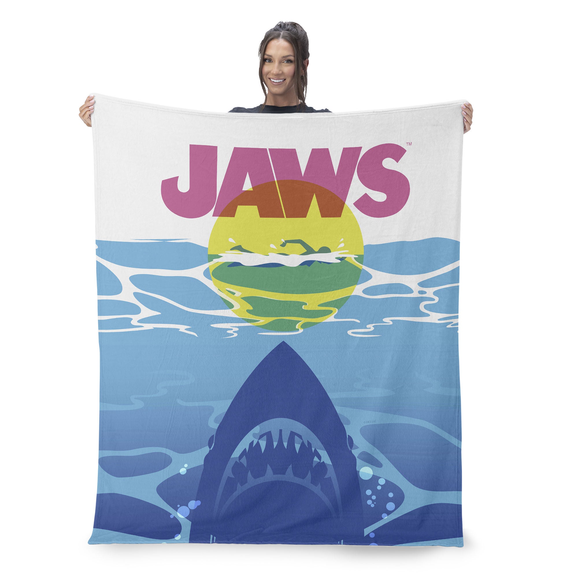 Jaws CMYK Poster Silk Touch Throw Blanket 60x80 inches, JAWS, on-hover image number 1