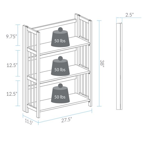 3-Shelf Folding Stackable Bookcase 27.5" Wide-Natural, , alternate image number null