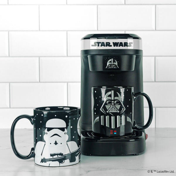 Star Wars Darth Vader and Stormtrooper Single Cup Coffee Maker Gift Set with 2 Mugs, BLACK, hi-res image number 0