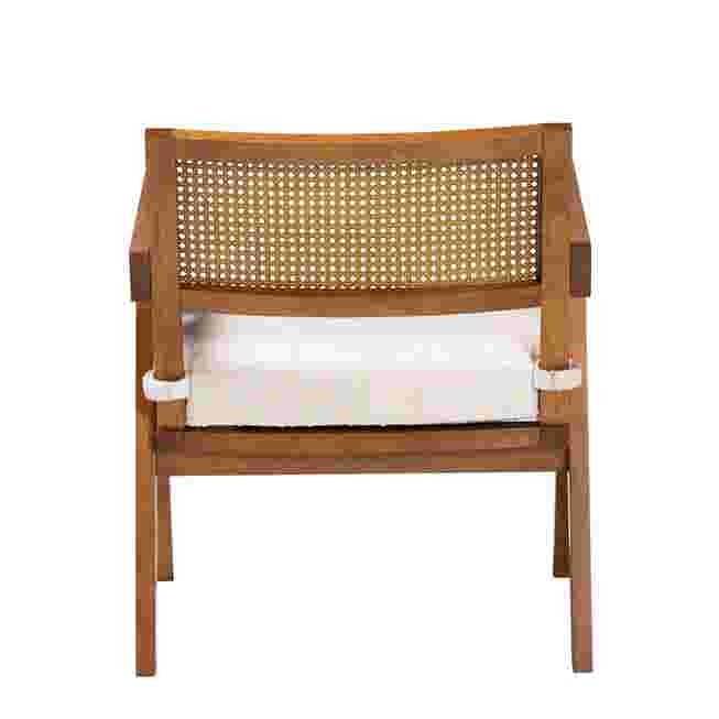Front view with caned back and white cushion
