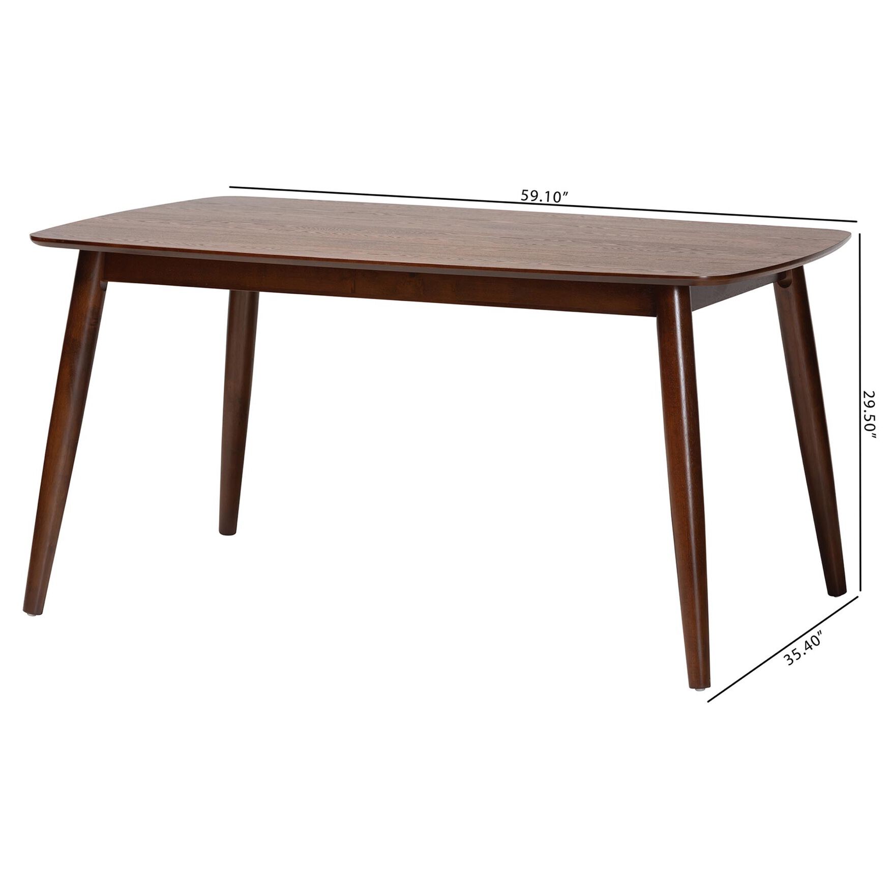 Flora Mid-Century Modern Black Finished Wood Dining Table, , alternate image number 8