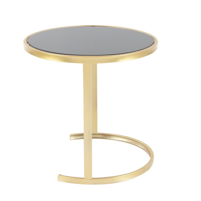 Set of 3 Gold Metal Traditional Accent Table, 21 inches, 19 inches, 17 inches, , alternate image number null