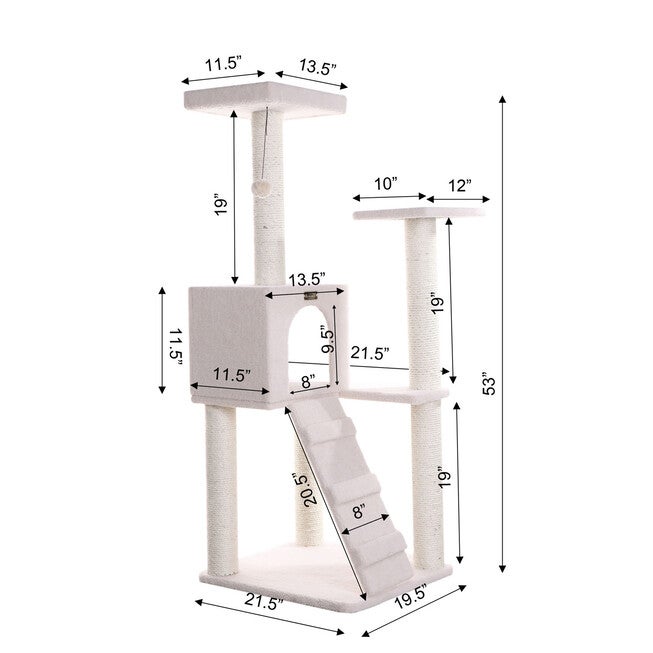 Fleece Covered 53 inches High Real Wood Cat Tree, , alternate image number 4