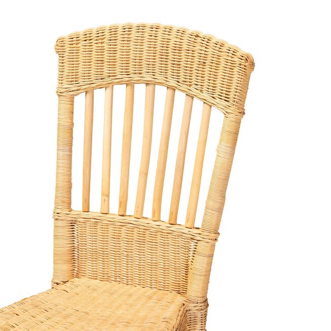 Barito Modern Bohemian Natural Brown Rattan Dining Chair, , alternate image number null