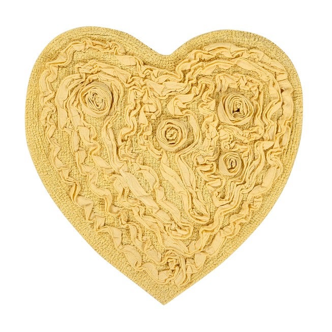 Bellflower Heart Bath Rug, YELLOW, hi-res image number 0