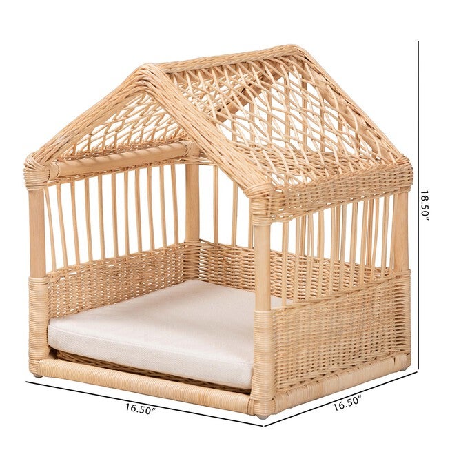 Pieta Modern Bohemian Natural Brown Rattan Pet Bed, , alternate image number null