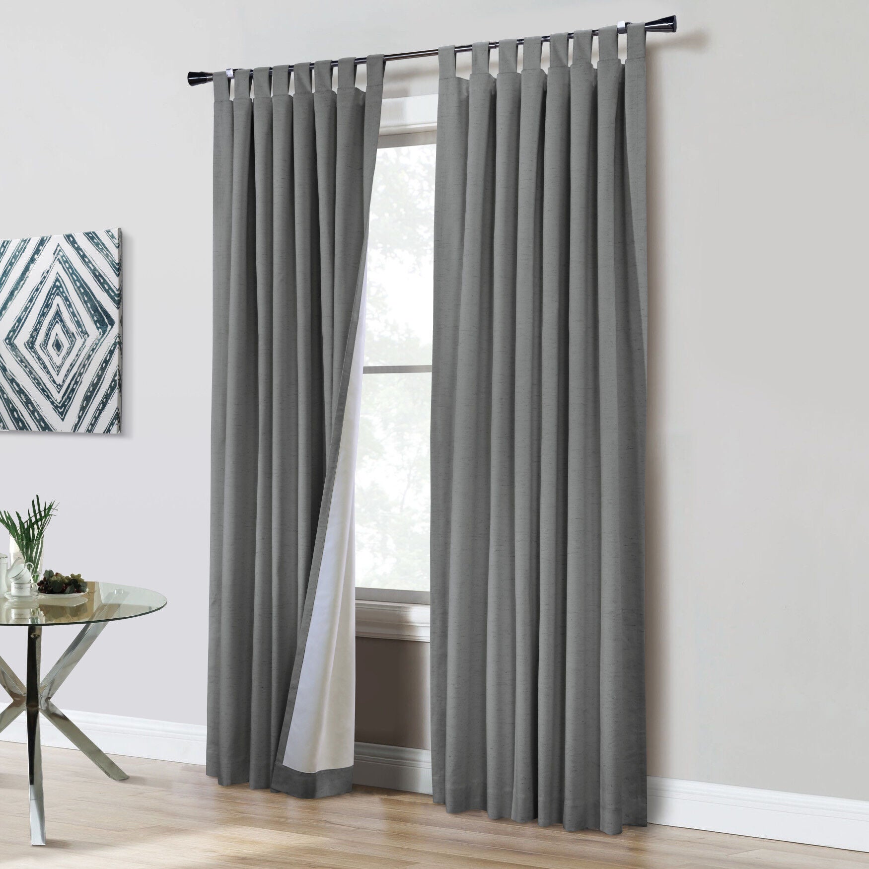 Ventura Blackout Tab Top Curtain Panel Pair, DARK GREY, hi-res image number 0