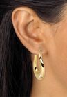 Goldtone Smooth and Textured 3 Piece Set Hoop Earrings (33mm), , alternate image number 2