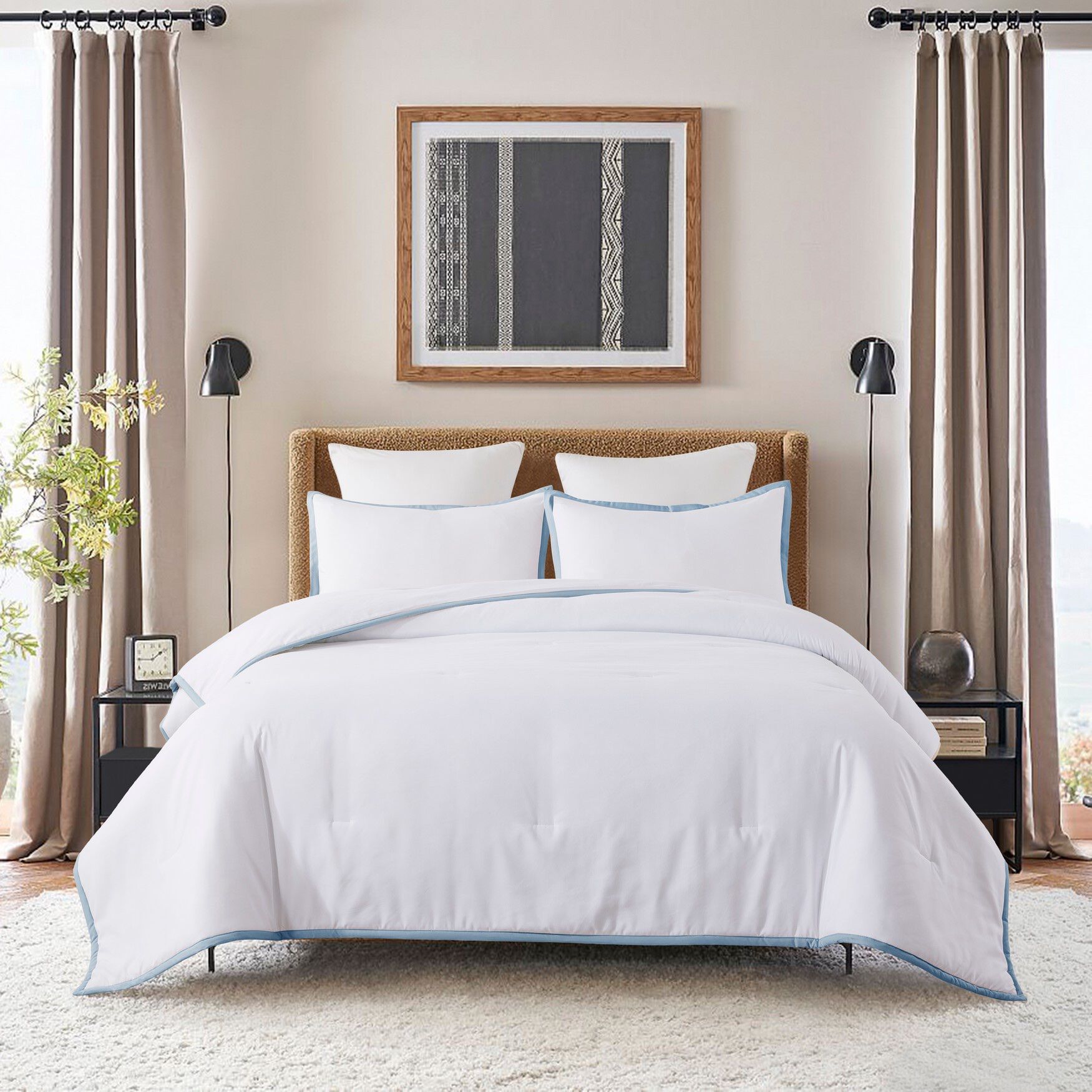Framed Down Alternative Comforter Set , BLUE FOG, hi-res image number 0