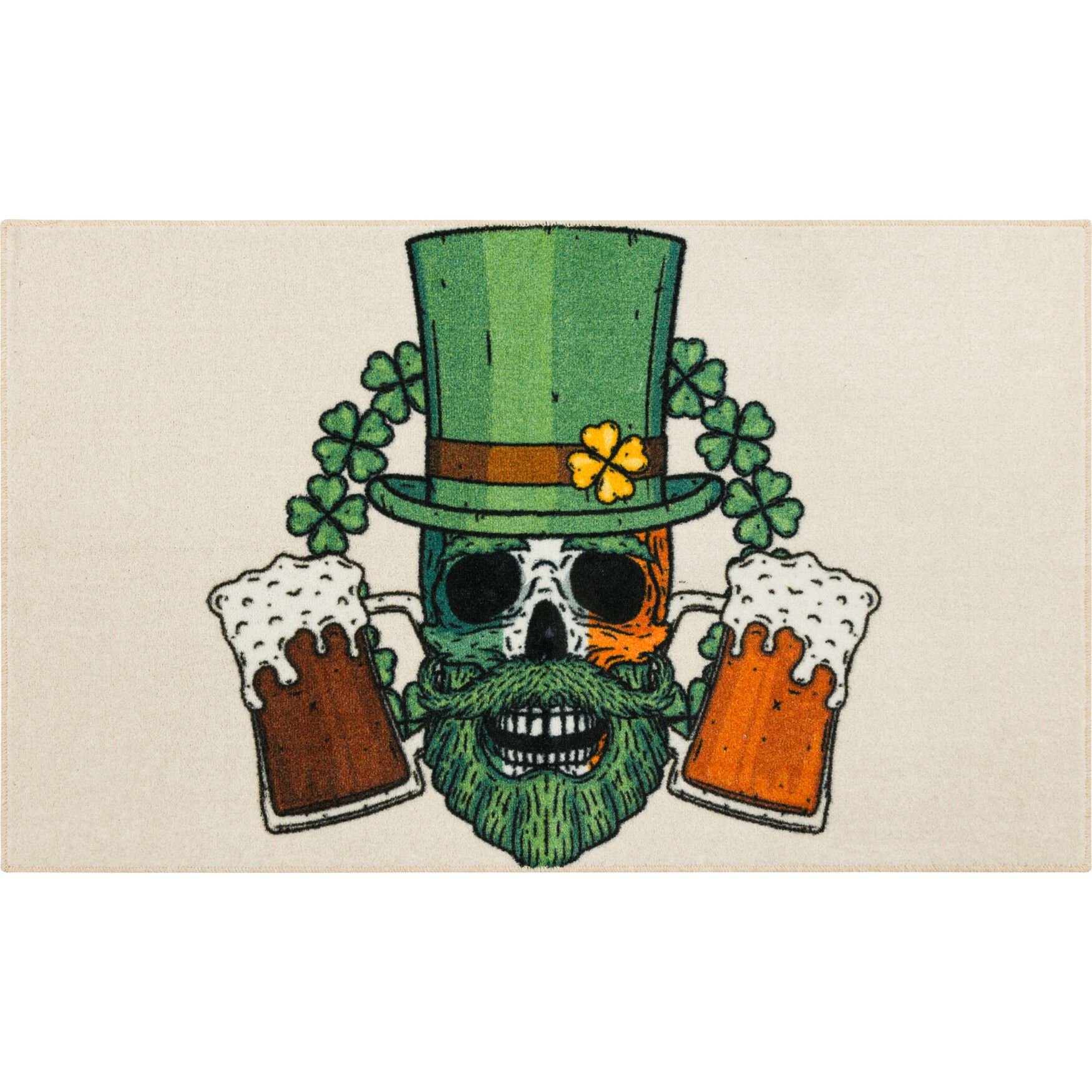 Bearded Skull Green Kitchen Rug, GREEN, hi-res image number 0