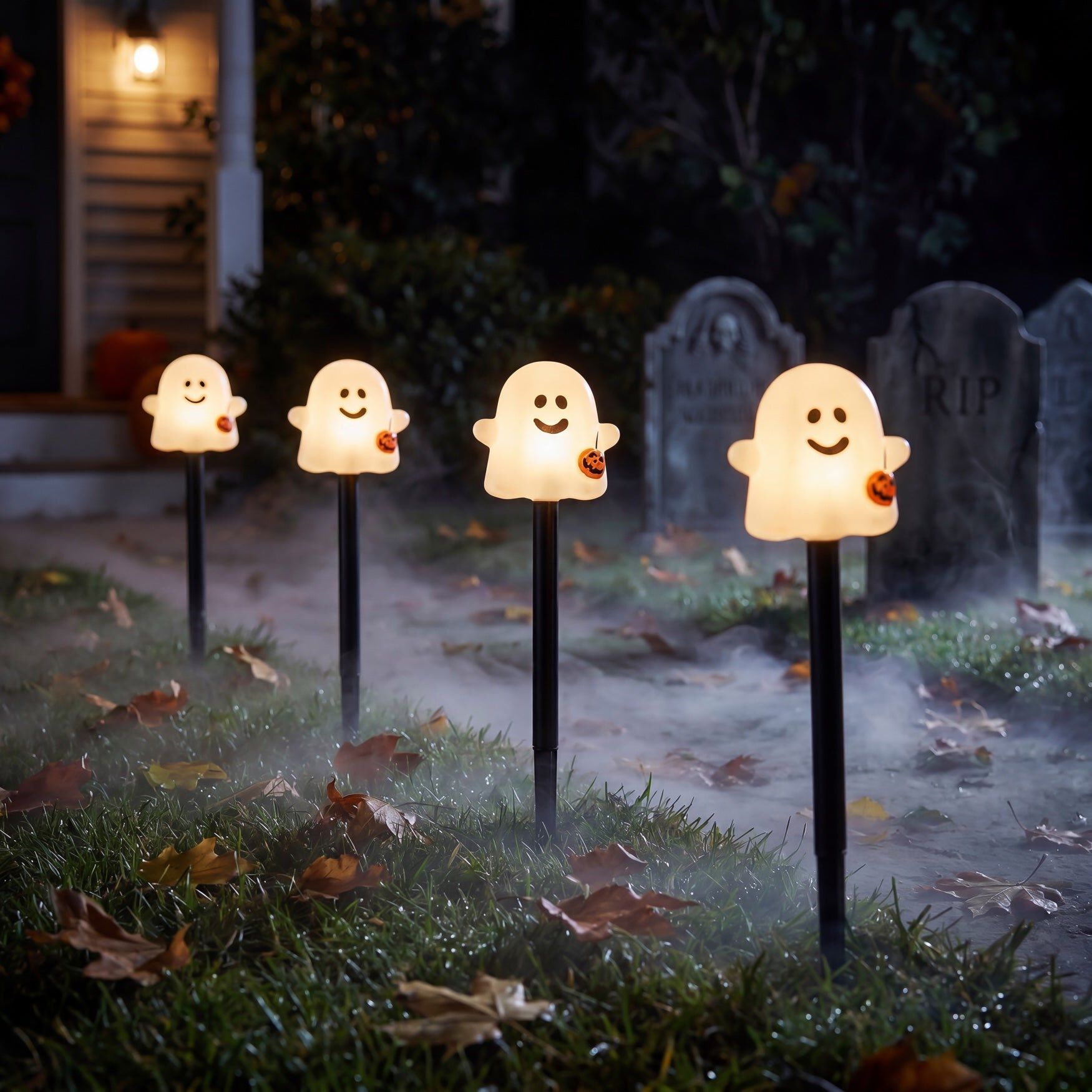 Set of 4 LED Ghost Stake Lights