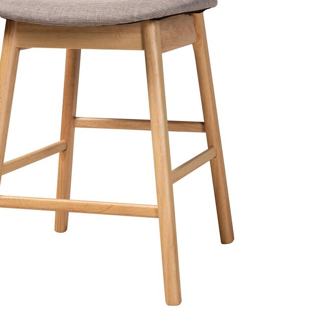 Darrion Mid-Century Modern Grey Fabric And Walnut Brown Finished Wood 2-Piece Counter Stool Set, , alternate image number null
