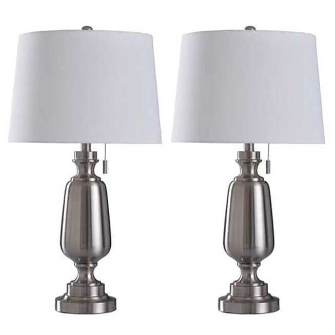30.5 inches Brushed Steel Metal Table Lamp, , on-hover image number null