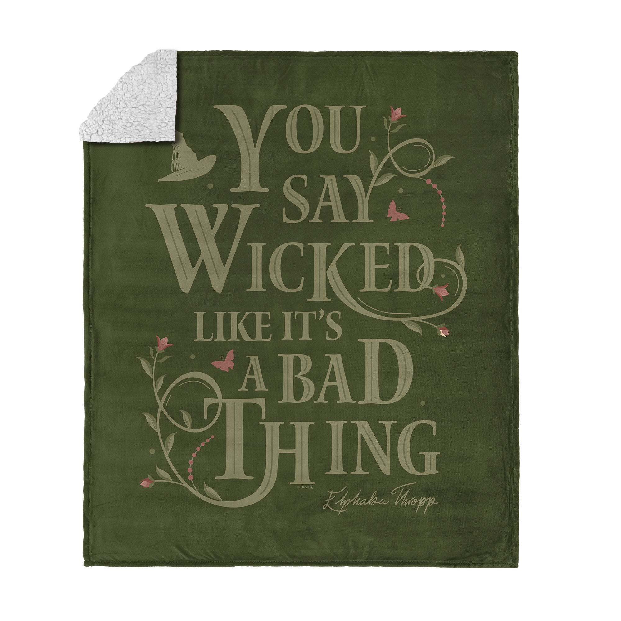Wicked Say Wicked Silk Touch Sherpa Throw Blanket 50x60 inches, WICKED, hi-res image number 0