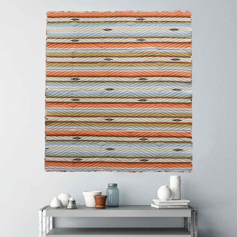 Painted Desert Boho Chic Quilted Throw Blanket, Sapphire, SAPPHIRE, alternate image number 2