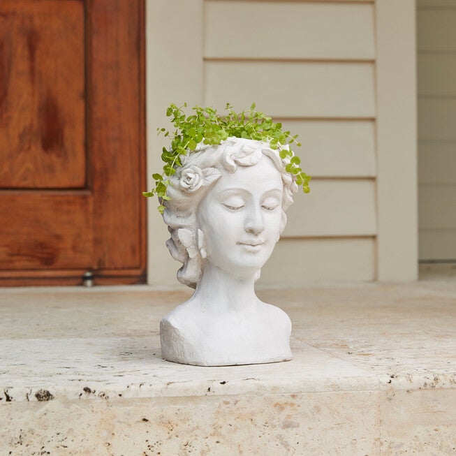 Lady Head Planter, STONE, hi-res image number 0