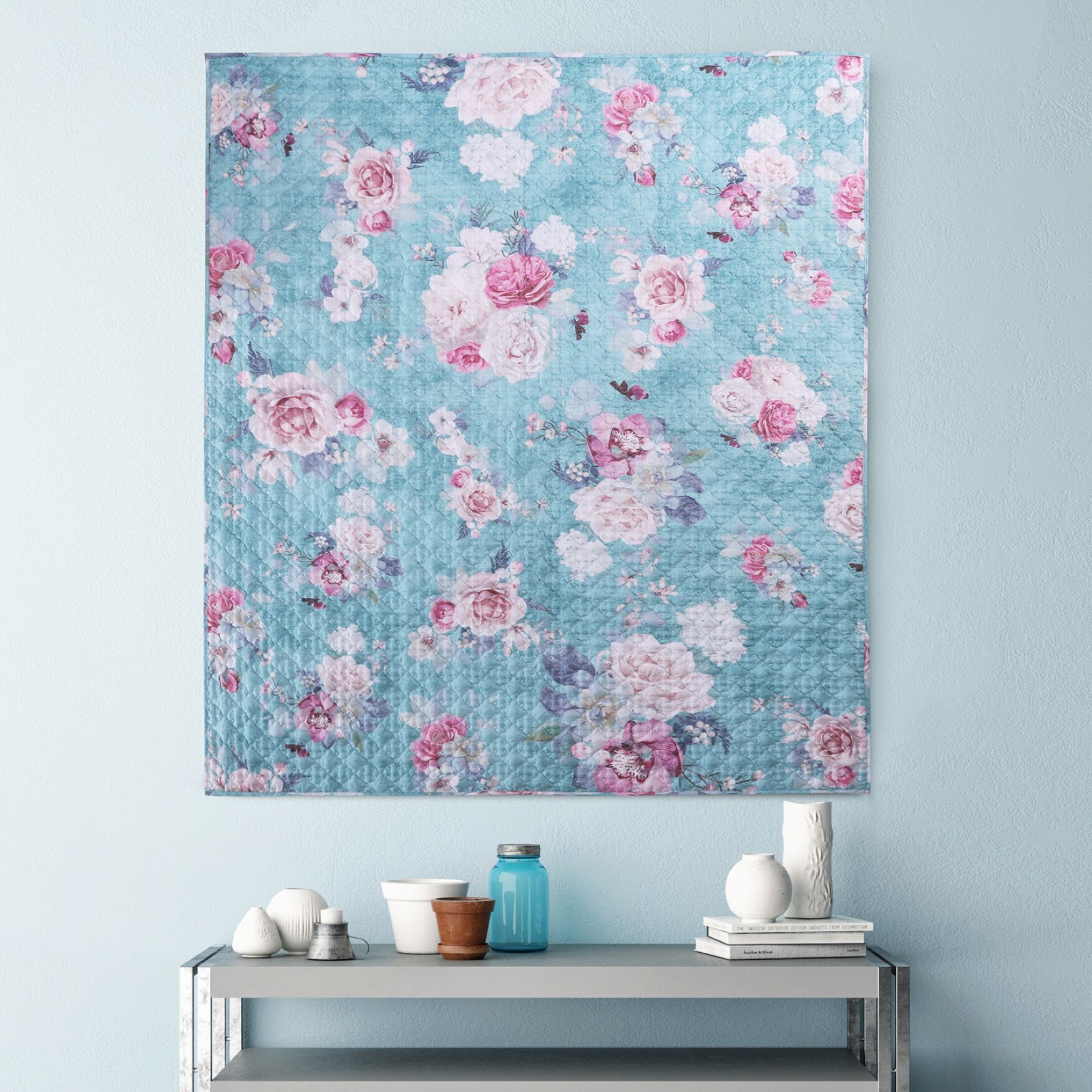 Avril Pastel Roses Quilted Throw Blanket, , alternate image number 7