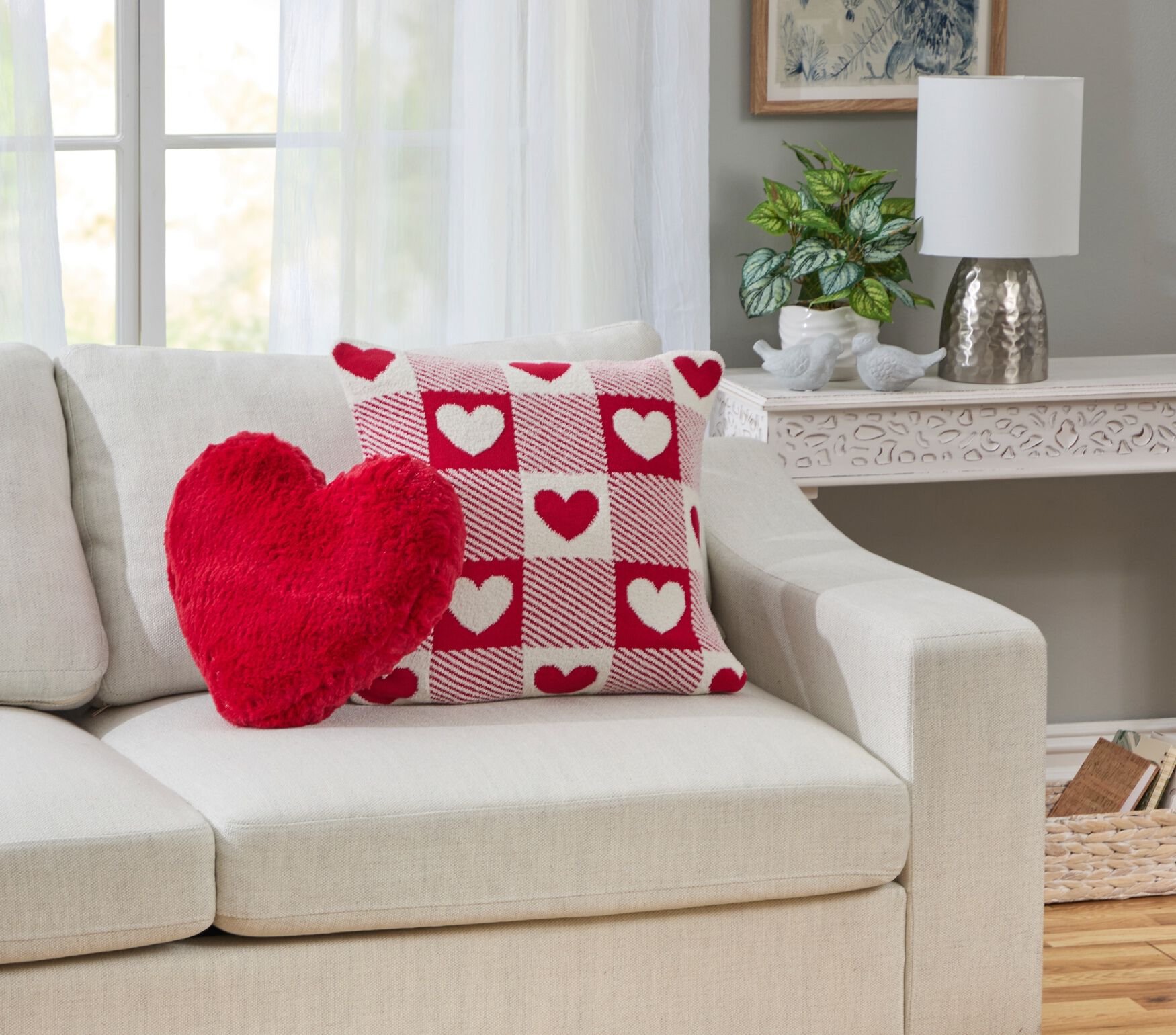 Heart Shaped Pillow, RED, on-hover image number 1