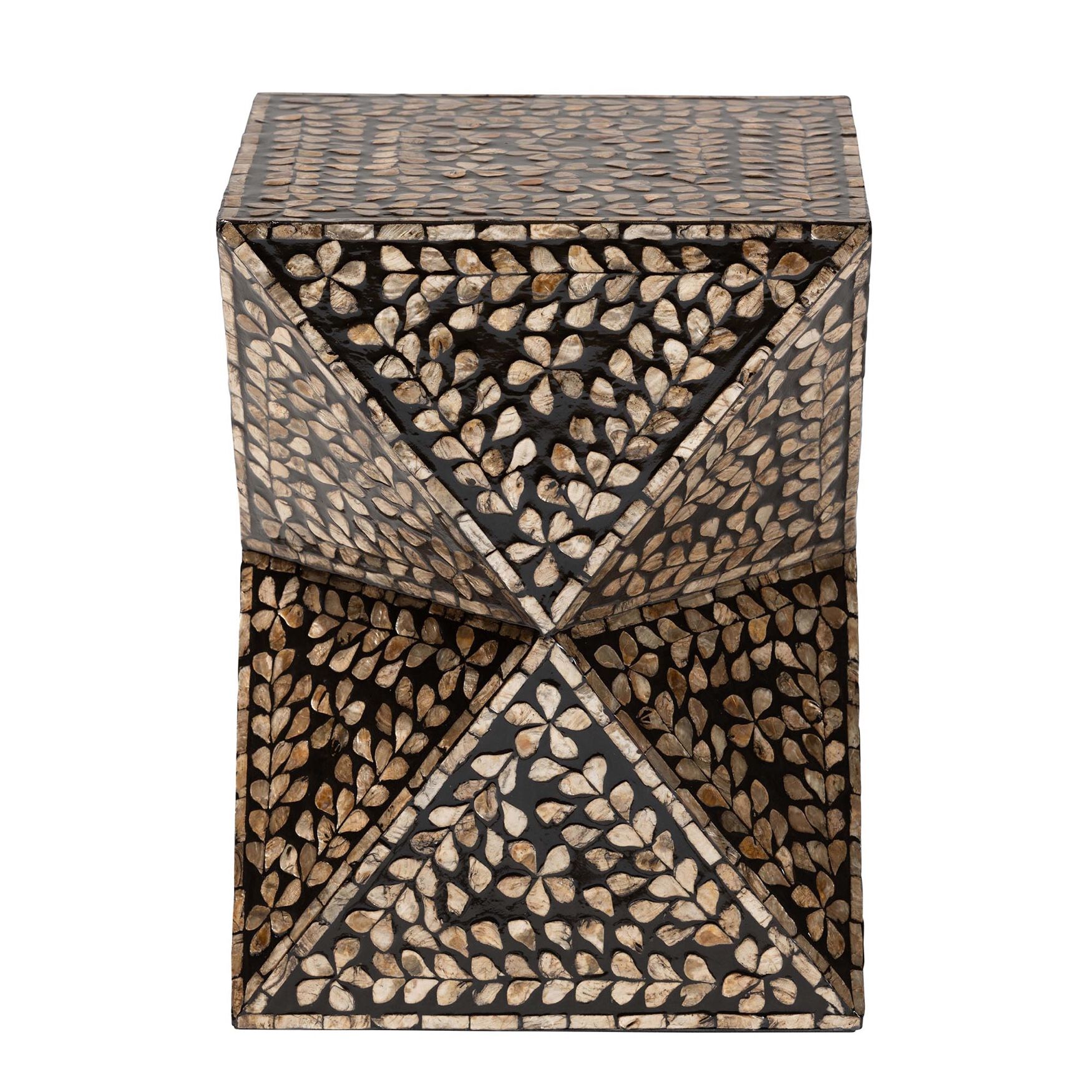 Feronia Modern Bohemian Black and Bronze Mother of Pearl End Table, , on-hover image number 1