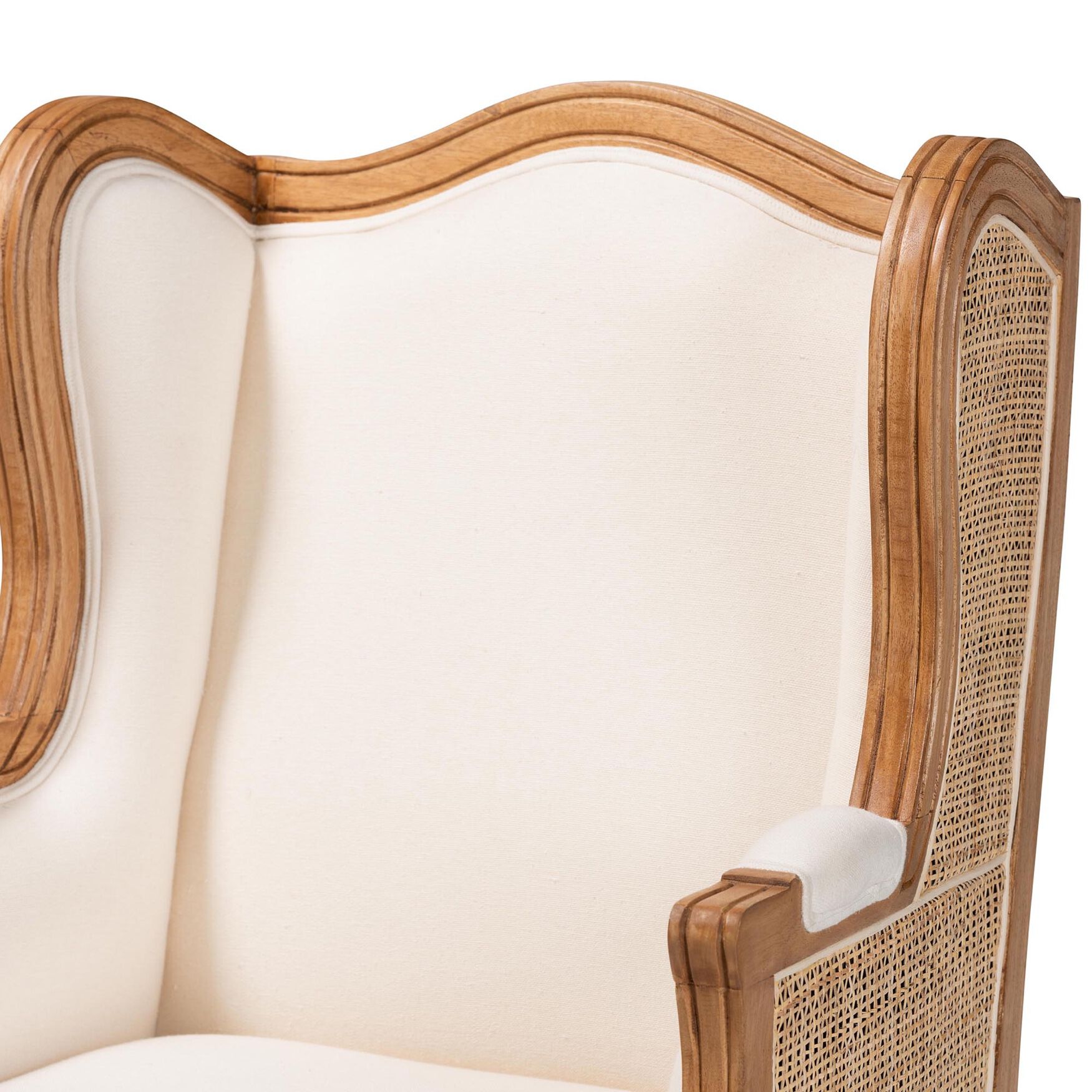 Rachana Traditional French Beige Fabric And Honey Oak Finished Wood Accent Chair, , alternate image number 4