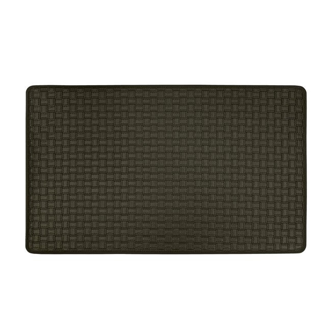 Woven Embossed Faux Leather Anti Fatigue Mat, ESPRESSO, hi-res image number 0