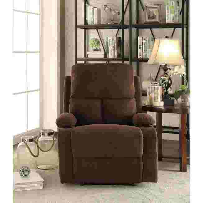 Brown reclining chair close up