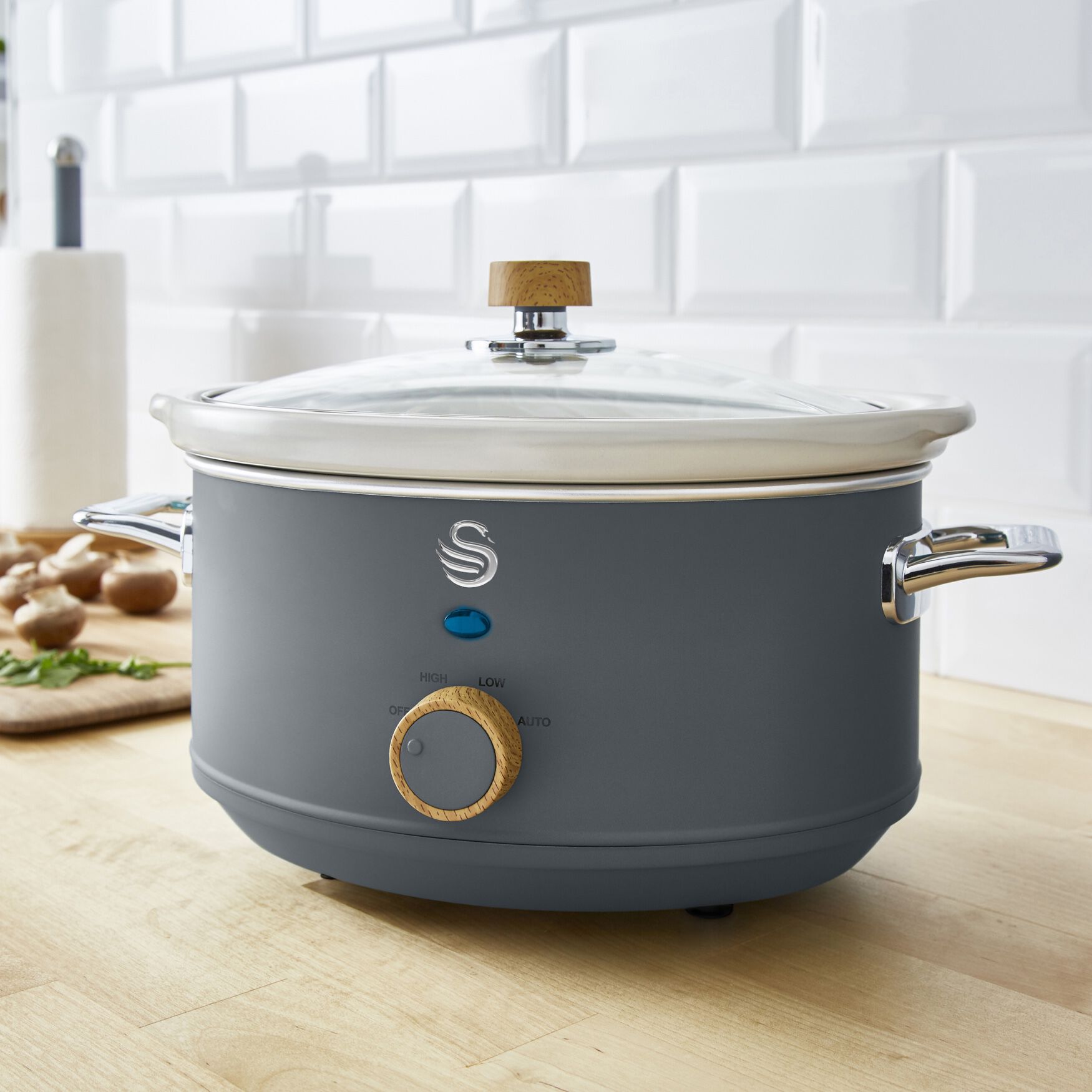 Swan 3.5L Nordic Slow Cooker - White, GREY, hi-res image number 0