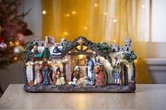 13"L Pre-Lit Nativity Scene