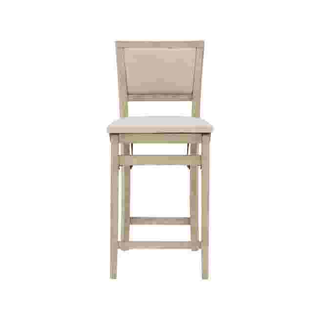 Front view of a grey wash folding bar stool