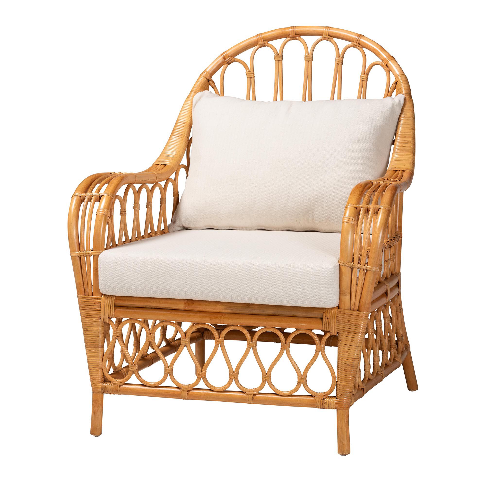 Reina Bohemian Light Honey Rattan Arm Chair, LIGHT, alternate image number 1
