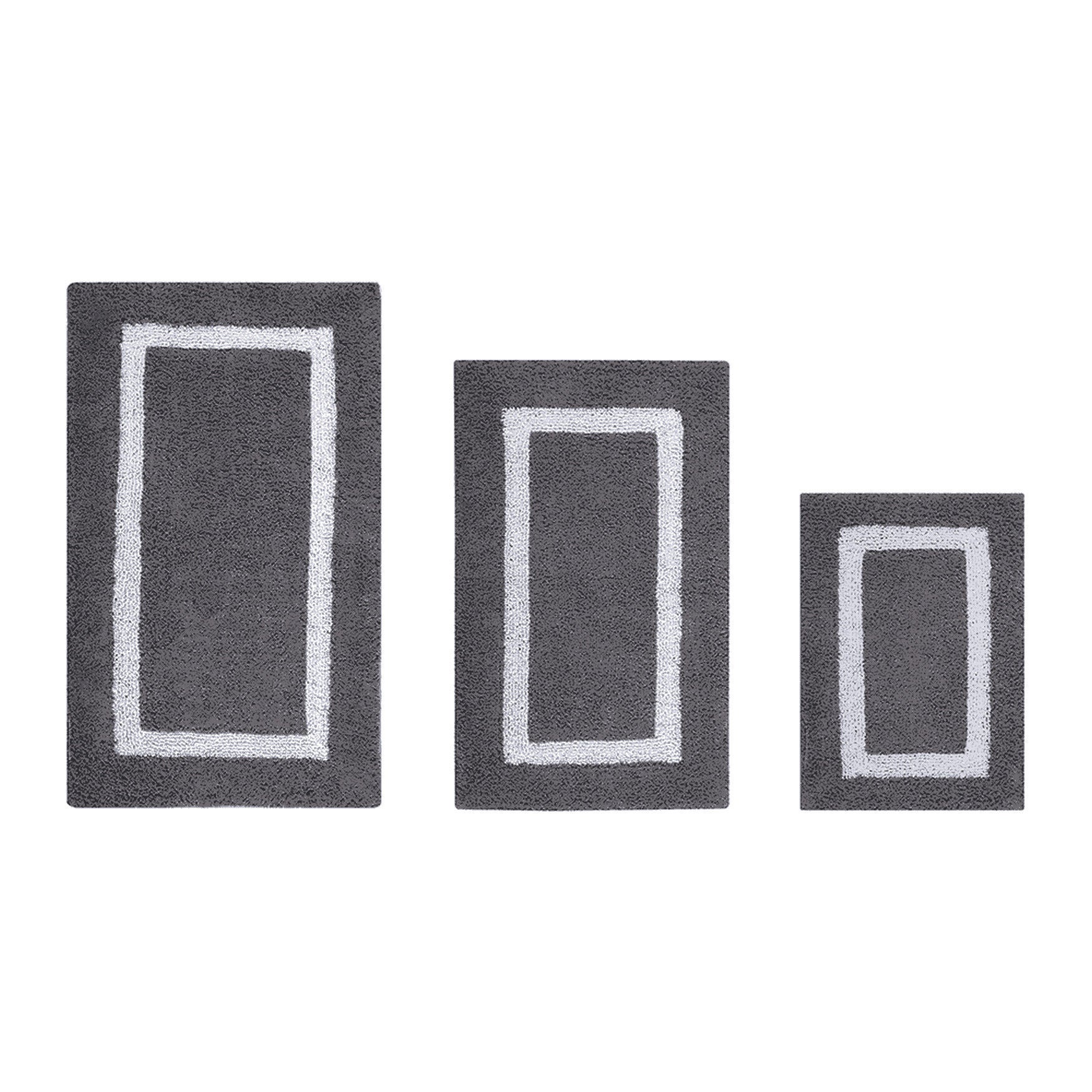 Hotel Collection 100% Cotton 3 Piece (17 inches X 24 inches | 21 inches X 34 inches | 24 inches X 40 inches) Bath Rug Set, GRAY WHITE, hi-res image number 0