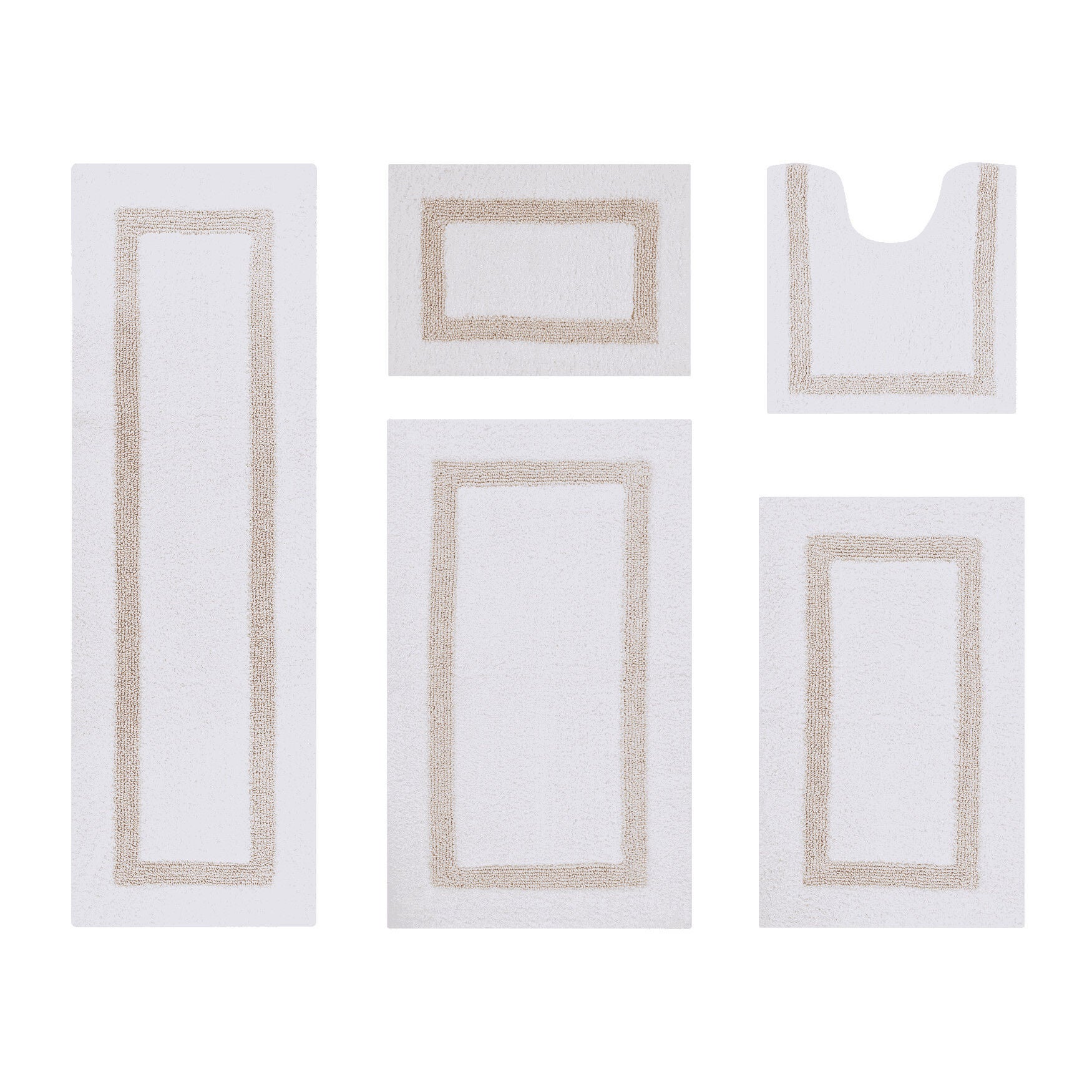 Hotel Collection 100% Cotton 5 Piece (17 inches X 24 inches | 20 inches X 20 inches | 21 inches X 34 inches | 24 inches X 40 inches | 20 inches X 60 inches) Bath Rug Set, WHITE SAND, hi-res image number 0