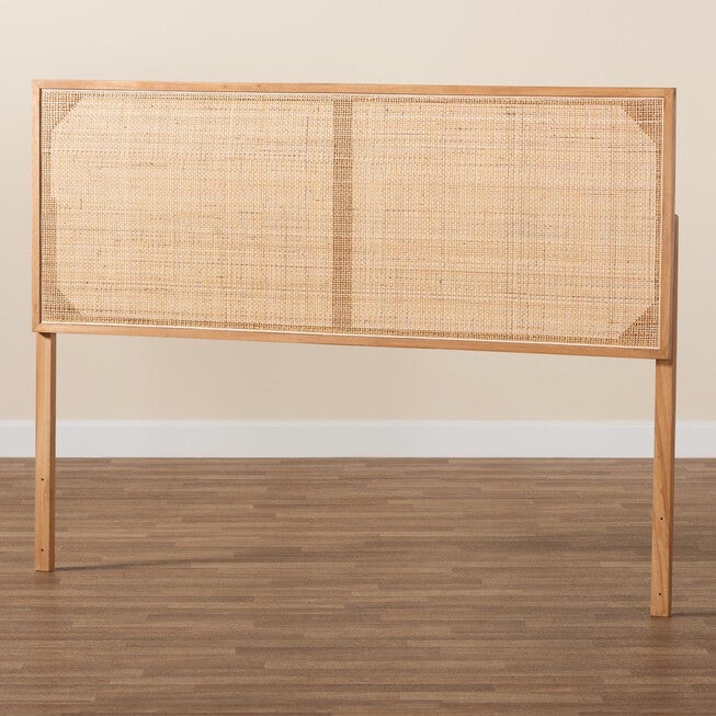 Aurelia Modern Bohemian Natural Brown Finished Bayur Wood and Rattan Queen Size Headboard, , alternate image number 11