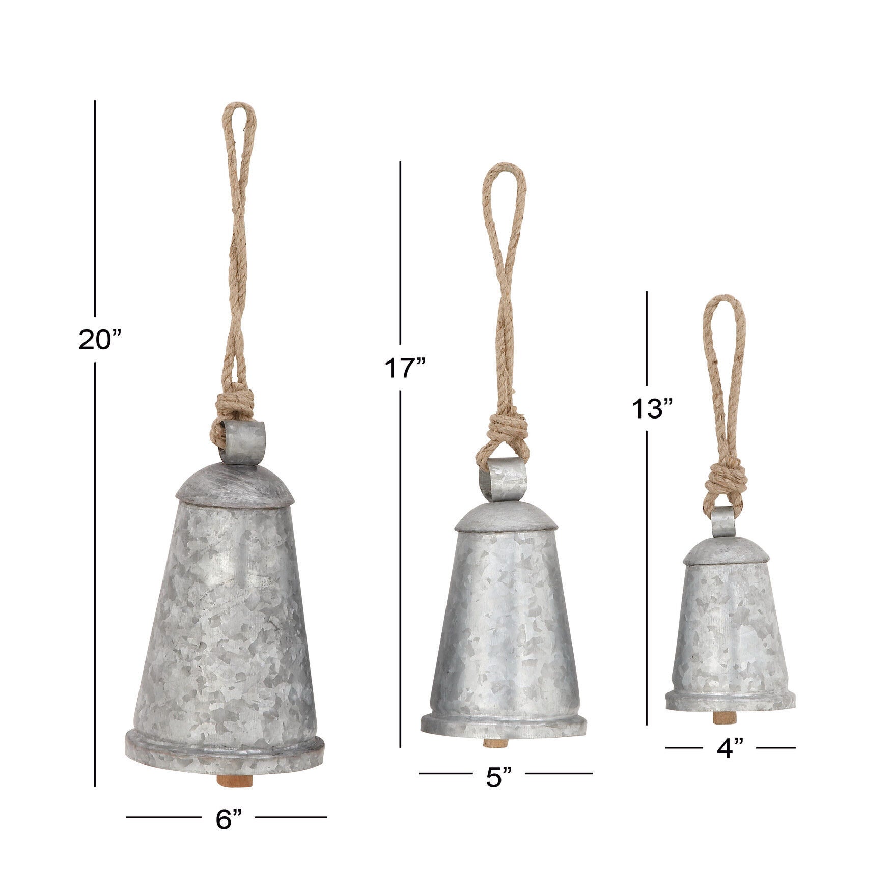 Set Of 3 Grey Metal Rustic Windchime, , alternate image number 2