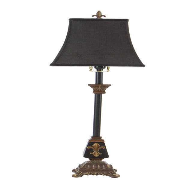 Tuscan Black Polystone Fleur-De-Lis Buffet Lamp, , alternate image number null