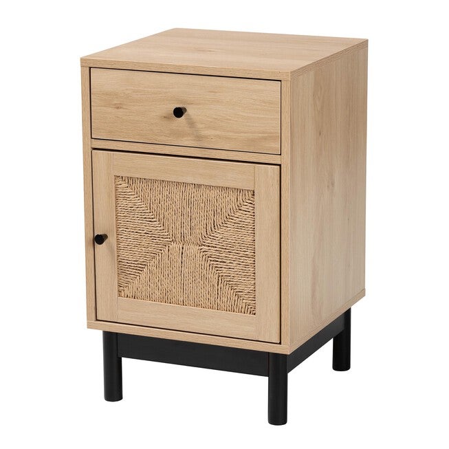Cherelle Mid-Century Modern Light Brown And Black 1-Drawer End Table, LIGHT BROWN BLACK, hi-res image number null