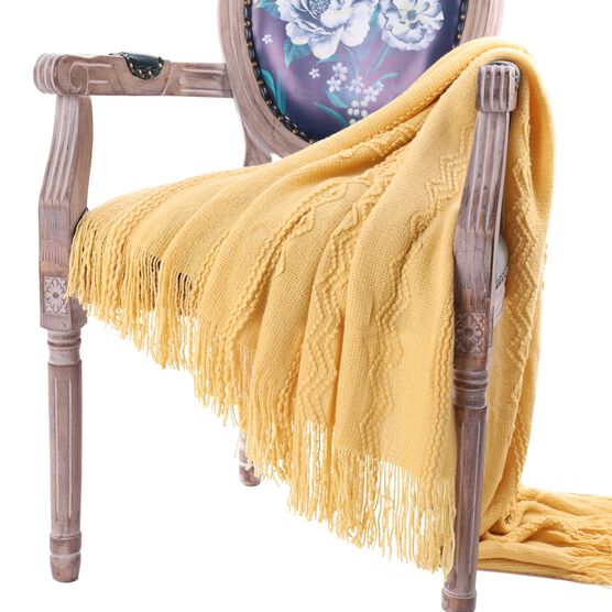 Battilo Home Intricate Woven Throw Blanket with Raised Patterns and Tasseled End, 50"L x 60"W, , on-hover image number null
