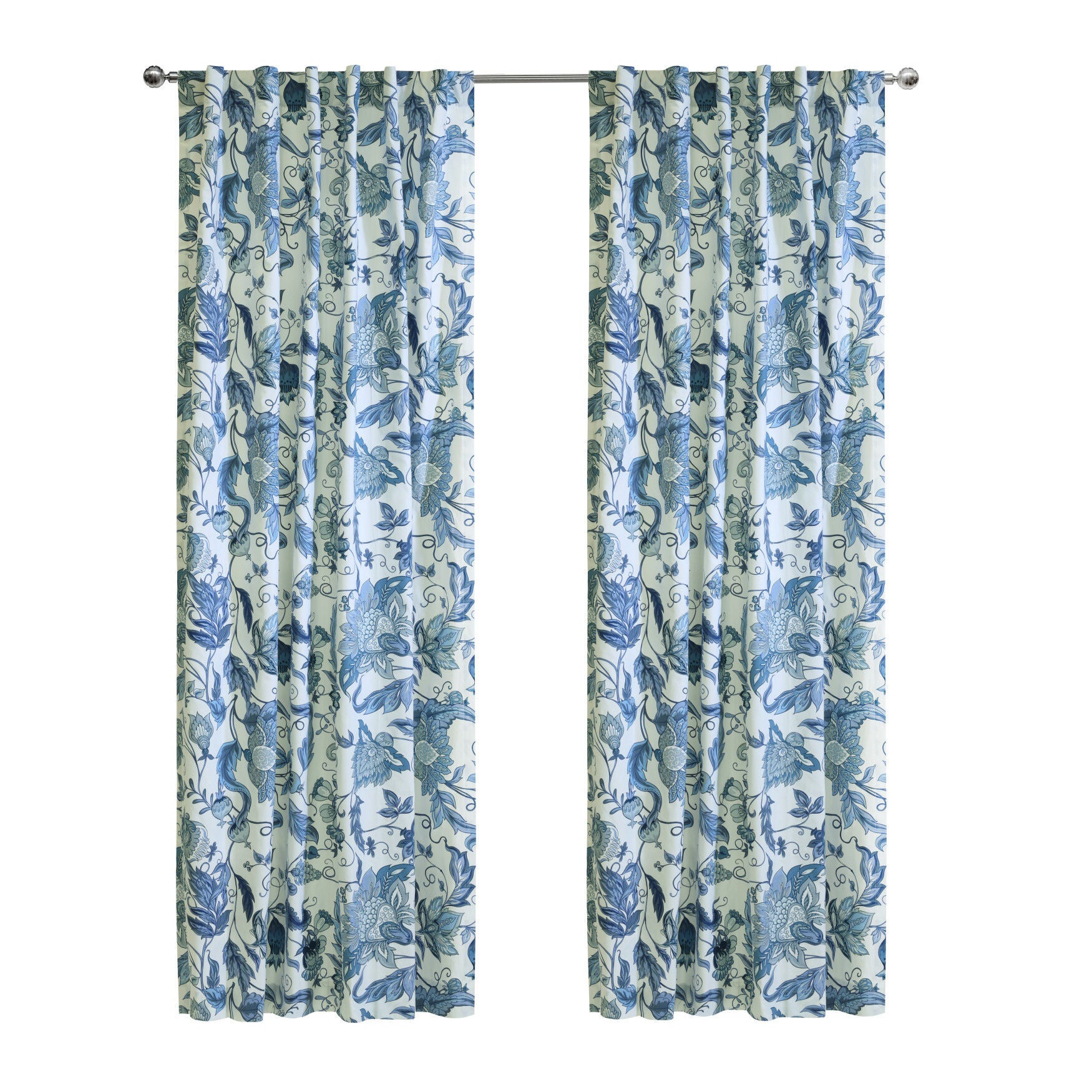 Jacobean Garden Light Filtering Dual Header Curtain Panel, , on-hover image number 1