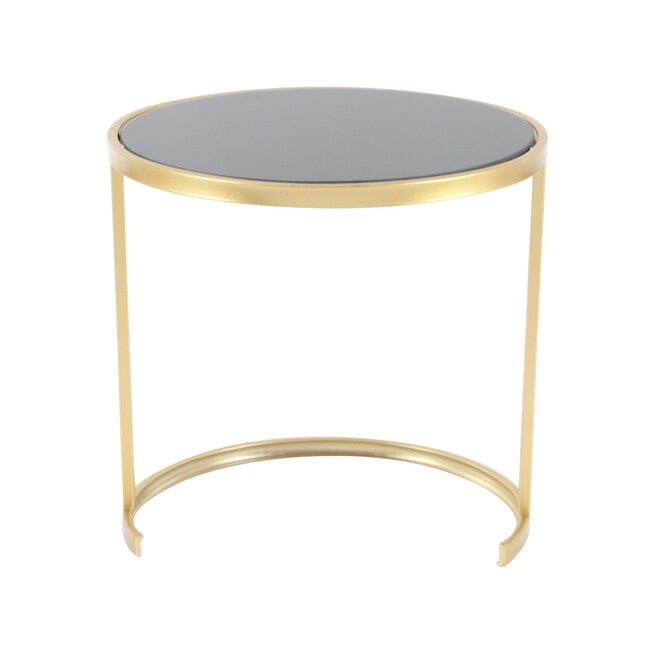 Set of 3 Gold Metal Traditional Accent Table, 21 inches, 19 inches, 17 inches, , alternate image number null