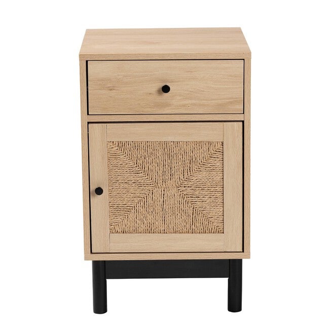 Cherelle Mid-Century Modern Light Brown And Black 1-Drawer End Table, , alternate image number null