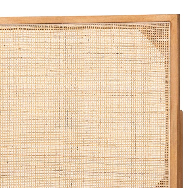 Aurelia Modern Bohemian Natural Brown Finished Bayur Wood and Rattan Queen Size Headboard, , alternate image number 8
